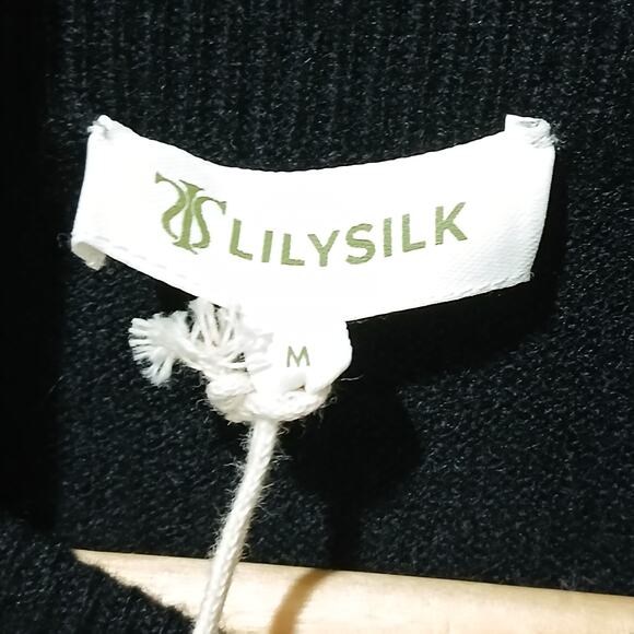 LILYSILK Cashmere Turtleneck Womens Medium Black Pullover Sweater NWT - Picture 5 of 12